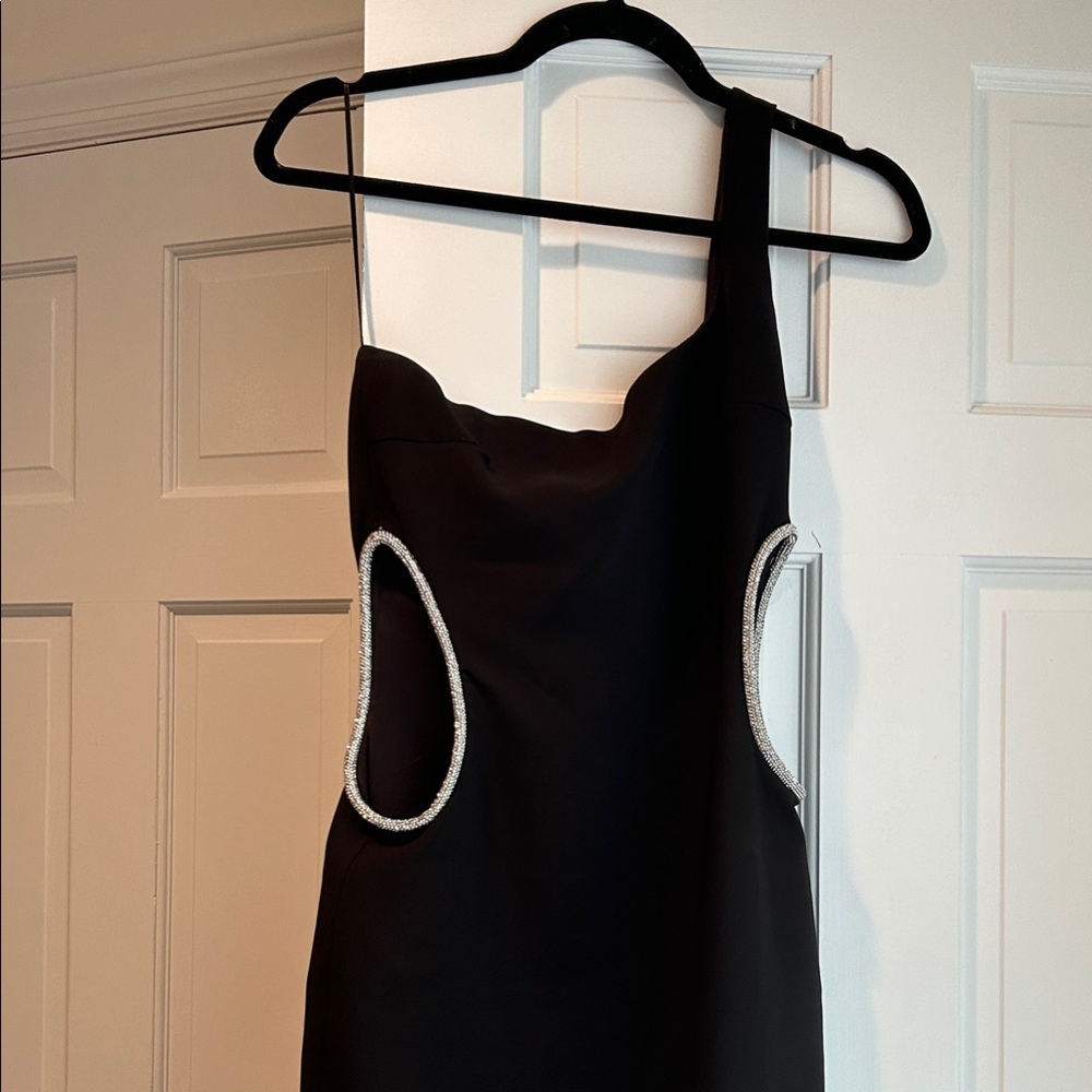 Zara Black One Shoulder Dress with Silver Details